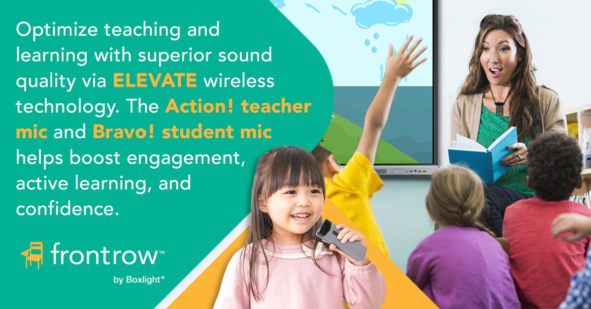 gofrontrow's tweet image. ELEVATE wireless tech is the key to optimized teaching and learning! Experience superior sound quality that empowers student confidence. 

Learn more: hubs.la/Q01SMCMJ0

#classroomtechnology #classroomaudio #edtechchat #gofrontrow @boxlightinc
