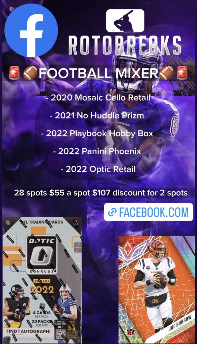 therotobox's tweet photo. 🔥🏈Facebook Football Mixer🏈🔥
TODAY LINK⬇️⬇️⬇️⬇️⬇️
https://t.co/YdqznwU1Zg
#groupbreaksfootball #groupbreaks #sportscards #footballcards #tradingcards #collectibles #sportsmemorabilia #hobbybox #rookiecards #autographcards #patchcards #gameusedcards #gradedcards #cardbreaks #tradingcardcommunity #cardcollecting #collectiblesmarket #sportsenthusiasts #cardinvesting #packwars #boxbreaks #cardbreakers #cardtraders #cardflippers #cardpulls #cardauctions #cardmarketplace #sportsindustry #cardhobby #cardmania #footballfans #cardmania #Football