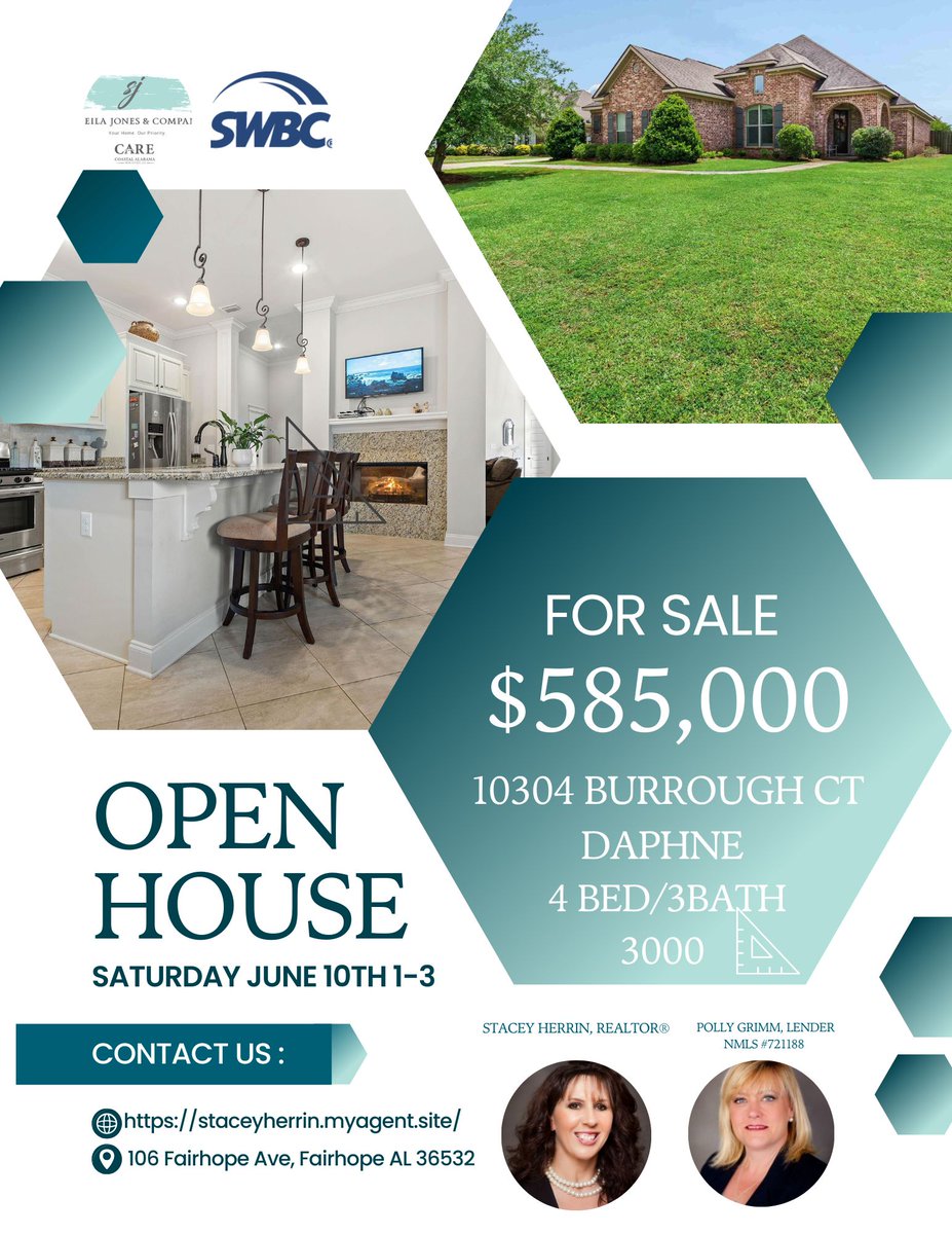 StaceyLHerrin's tweet photo. 🏠🌟 Open House Alert! 📅 Visit 10304 Burrough Ct. in Daphne's Waterford subdivision this Saturday from 1-3 PM. Explore this captivating property and enter our free giveaway for a chance to win an exciting prize! 🎁✨ #DaphneLiving #WaterfordSubdivision 🏡💼 https://t.co/hLONLSXWRi