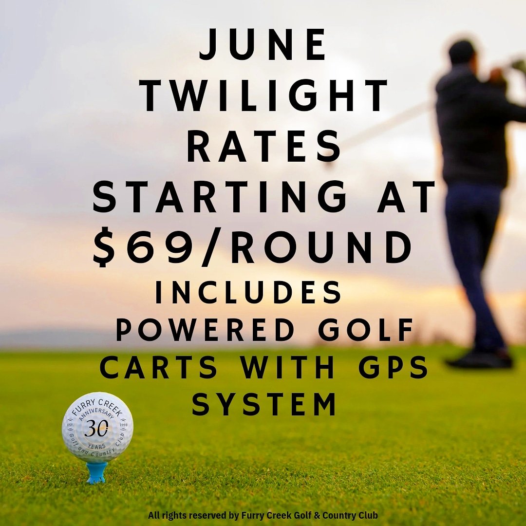 furrycreekgolf's tweet image. Exciting news for our twilight lover golfers 🌄 Check out our new late afternoon green fee rates for the month of June! For more info visit our website at furrycreekgolf.com or email us at info@furrycreekgolf.com
.
#furrycreekgolf #golfvancouver #golfbc #golfwhistler #golf