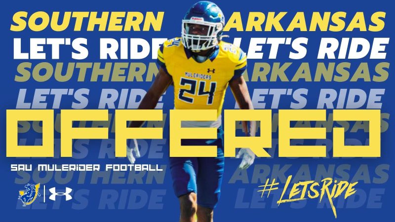 CTateSettle's tweet photo. God is so good!
I’m blessed to receive my first offer from Southern Arkansas University🟡🔵
@CoachBradSmiley @coachrice_4 @CoachPond53 @Coach_SandersQ @CoachJones08 @SClancy75 @adam_pender @DFO_AJ https://t.co/lyyVYCz3vl