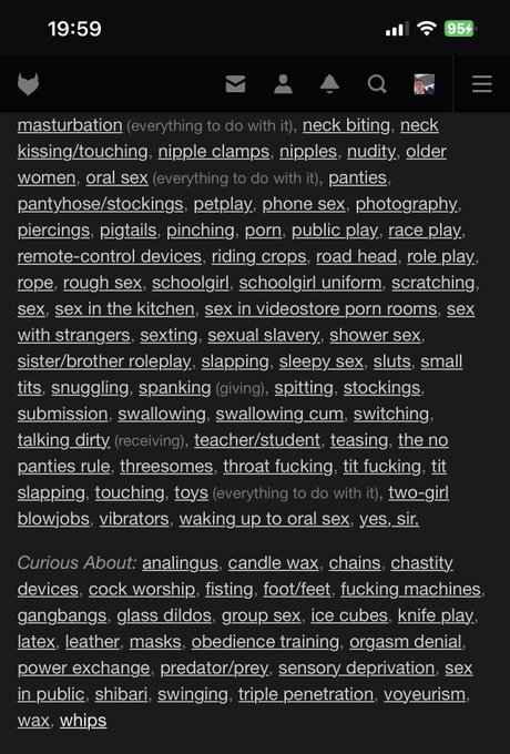 Just my kinks and stuff. If anyone is interested in recording content with me my dms are open. #nsfw_twt<a href="/tag/onlyfans"class="tags"><span>#onlyfans</span></a><a href="/tag/nsfw_twt"class="tags"><span>#nsfw_twt</span></a>