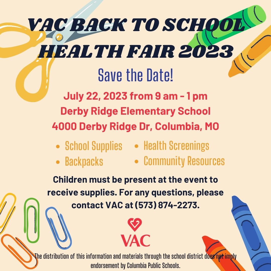 Looking to support your community this summer? We could use your help! We'll be providing fans and ACs all summer and our Back to School Health Fair is on July 22nd!

To help out, check out VAC's website here to make a donation: vacmo.org/donations/