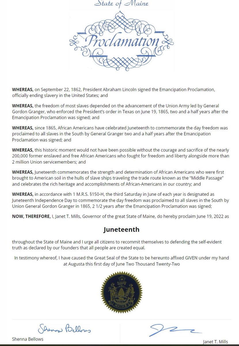 MaineStateMuse's tweet photo. ✨ For over 150 years Juneteenth has commemorated the end of slavery in the United States. 🗓1 year ago Juneteenth was first recognized as a holiday in the State of Maine.  📜 DOE has a collection of resources for celebrating and teaching about Juneteenth.
https://t.co/g2WINeuXcv https://t.co/dckIPmVaCV