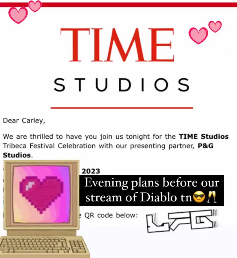 Yayyy! this day just gets better🌞❤️⏰🥳 I won the honor of @TIMEPieces person of the week 🥲🔥 and get to go to tonight’s @timestudiosfilm #tribecafilmfestival event🗽❣️

I’ll be back a little late for my 8pm stream, but we’ll be back in @Diablo hell by 9ish, don’t worry😎😂