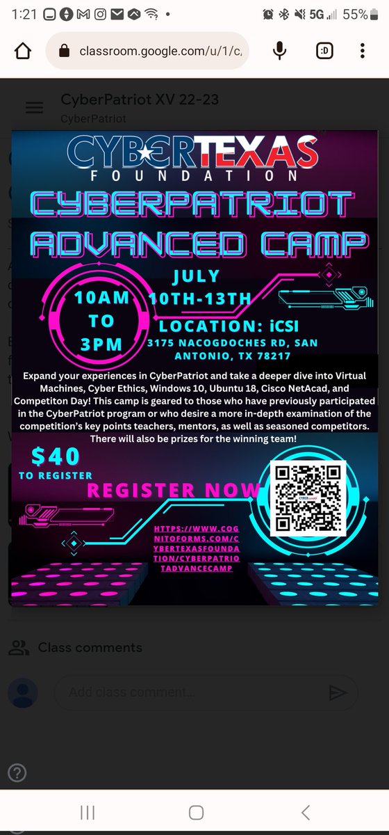 Cyber Camps! See flyer for details.