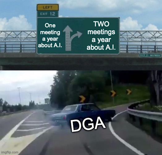 Daily #WritersStrike meme. To #DGA as they vote on their contract, I wish you well. #IStandWithTheWGA #WGAStrong #WritersGuildofAmerica