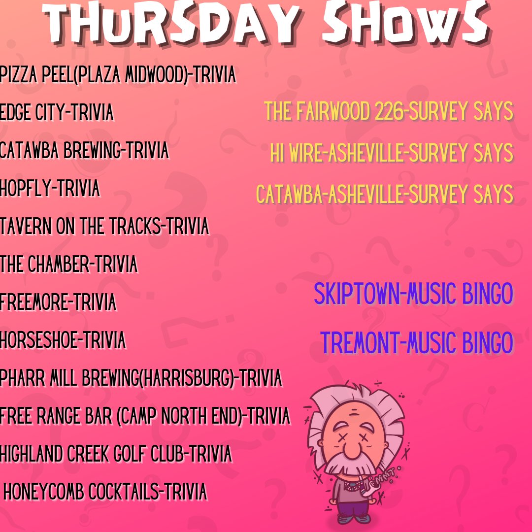 Might as well be Friday, right? I say we get rowdy tonight.  Great shows all over the city.  We will see ya out there! #thingstodoincharlotte #mindlessminutiatrivia #charlottenc #charlotteonthecheap #charlottetrivia #charlottebrewery
