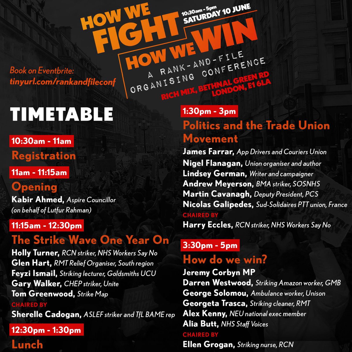 Orlando_Hill's tweet image. The time table for the #RankAndFileConf this Saturday.