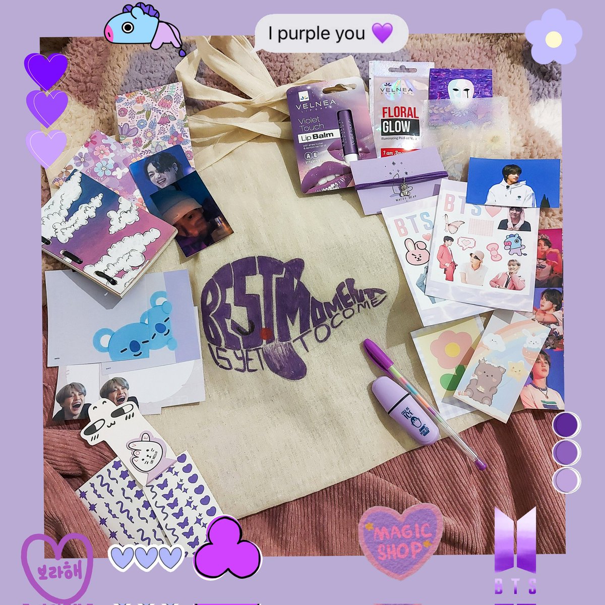 _ohmystress_'s tweet photo. 💫BTS Festa Giveaway

💫Price: Kore Yet to Come tote bag, mini journal, various stationery(memo pads, stickers, pen, marker, envelopes), finger heart bookmark, lipbalm,face mask, photocards, some extras

💫Rules:
-mbf, like and rt

OPEN WW
Ends on 17/6 https://t.co/u7Tv5Yc0K5
