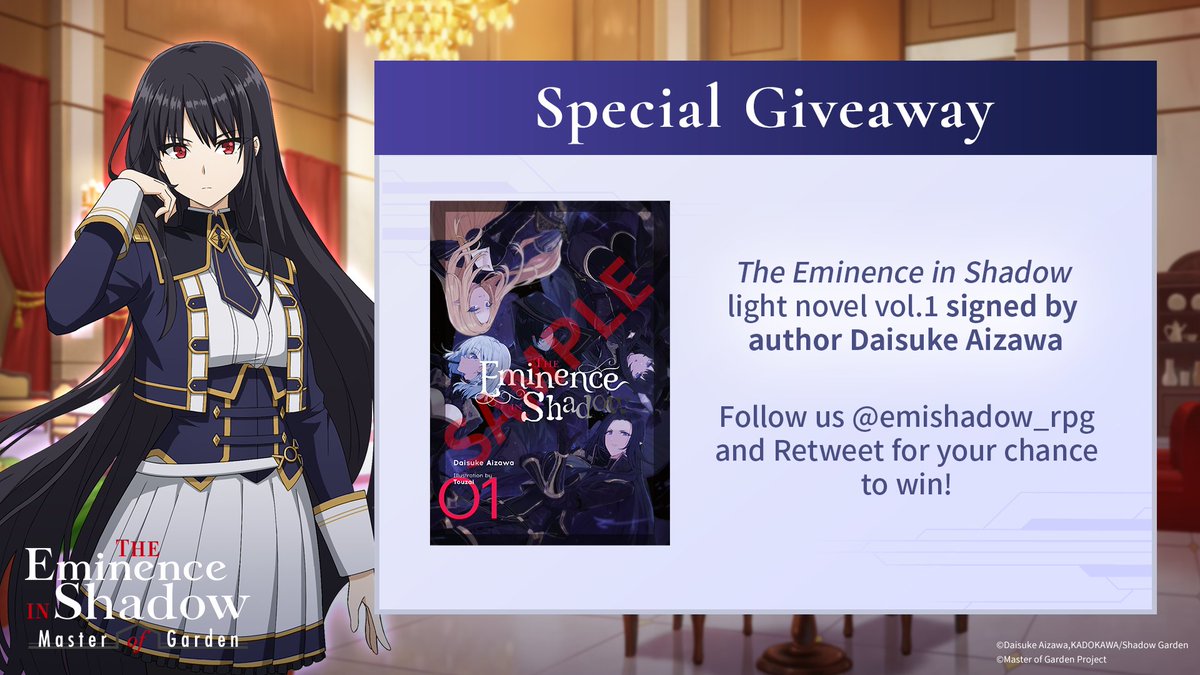 The Eminence in Shadow: Master of Garden on X: Let's celebrate The  Eminence in Shadow Season 2 with a new giveaway! 🎉 Enter for your chance  to win an autograph from the