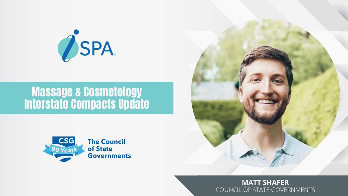 Matt Shafer from the Council of State Governments shared updates on the status of the Massage &amp; Cosmetology Interstate Compacts.  Watch now at youtu.be/zh6VgIsLLVw. #ISPADoYou