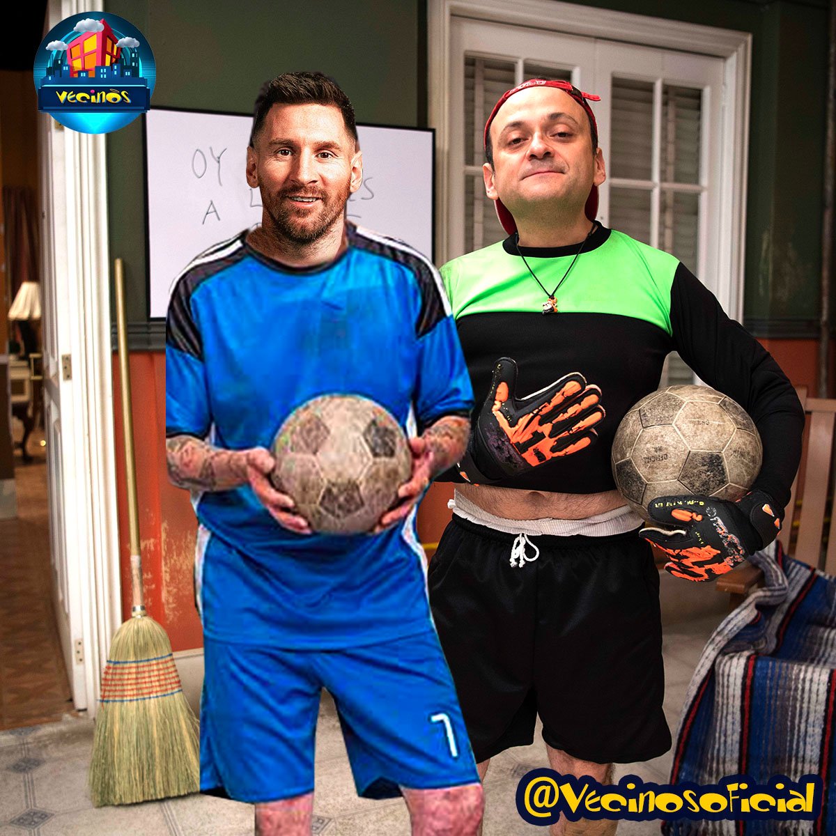 Vecinosoficial's tweet photo. 🚨¡De último momento!🚨 Messi deja el Inter de Miami y llega a #Vecinos 

"Estoy re contento de jugar con este gran equipo y sobre todo con el mejor portero del mundo, Germán" atte: Mezi #Felizjueves https://t.co/ocPLwx5d2U