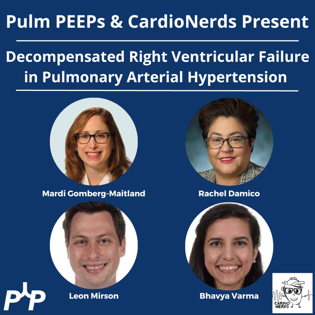 This is HUGE! 🎉🔥 @PulmPEEPs & @CardioNerds mashup to help us learn about Decompensated #RV Failure in Pulmonary Arterial Hypertension with @mardigomberg & @RDamicoJHHPH Feat: @MeerkatMirson 🦊 @BhavyaVarma12 🌟 @KMonty_MD 🩺 @david_furfaro 📚 cardionerds.com/306-decompensa…