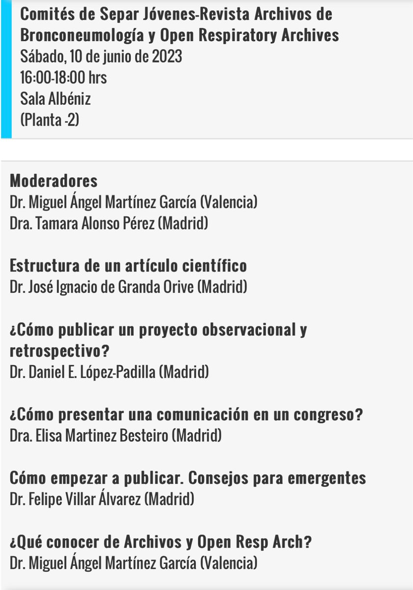 ¿Cómo prepararías una comunicación para un congreso? La respuesta en #56CongresoSEPAR el sábado a las 16h 📚 <a href="/SeparJovenes/">SeparJóvenes</a>  <a href="/ArchBronconeumo/">Archivos de Bronconeumología (FI 9,2 D1)</a> <a href="/OpenRespiratory/">Open Respiratory Archives</a>
