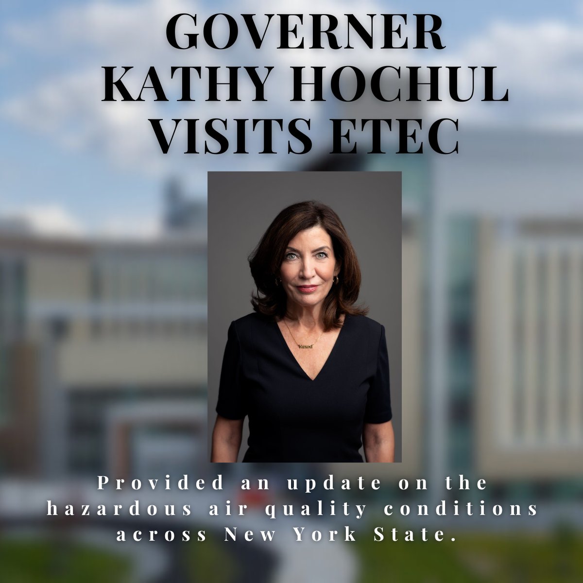 UAlbany  &amp; NYS Mesonet  were honored to host Gov Kathy Hochul  6/7 &amp; 6/8 to speak on the air conditions in NYS that was caused by the wildfires in Canada. Governor Hochul has advised residents of NYS to "wear face masks and to stay inside &amp; stay alert."
#Weather #wildfirescanada