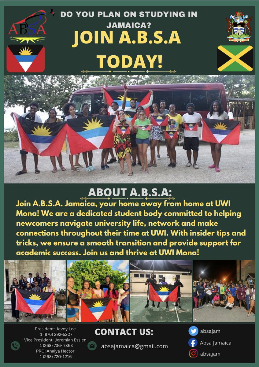 absajam's tweet photo. Join A.B.S.A Jamaica today ‼️                                         Feel free to contact us via social media or the contacts listed above. 🇦🇬x🇯🇲 https://t.co/OaZ10IN3YI