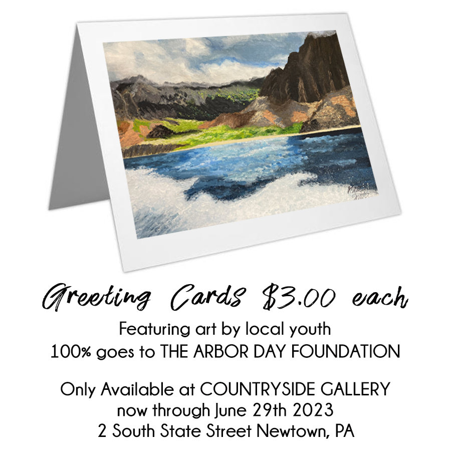 Perfect for FATHERS DAY, Birthdays, Thinking of You, etc.  Cards are blank inside & work for any occasion. Give a unique card that supports a good cause. Artwork shown here created by Kate S. #countrysidegallery #countrysideframing #newtownpa #arbordayfoundation #hunschool #crsd