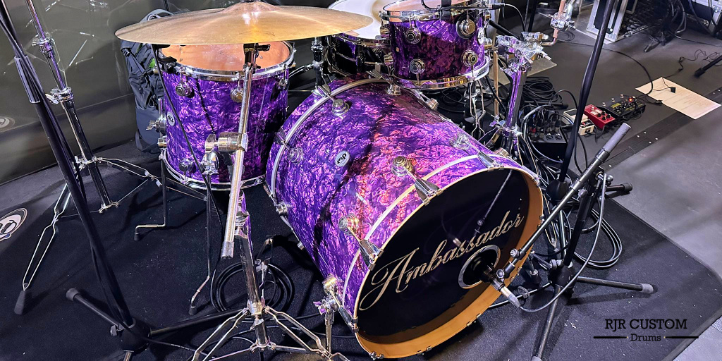 Just look at this STUNNING #purple #pearl! I had the pleasure of wrapping this @dwdrums  kit for Geoff from the amazing @Ambassadorband1 .  #drum #drummer #drums #drumming #drumkit #drumwrap #rewrap  #DW #drumworkshop #dwdrums #delmar