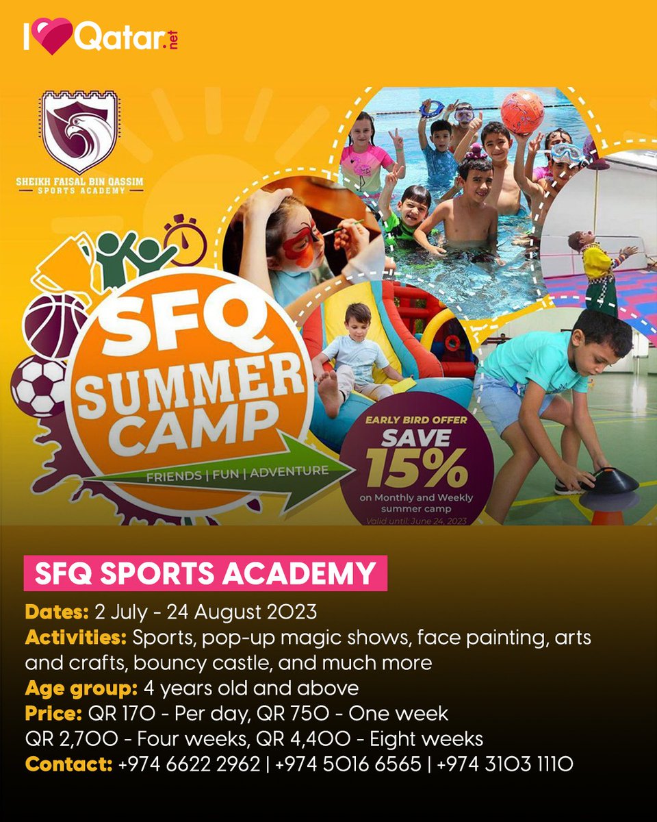 ILQLive's tweet photo. Need more options to keep the kids occupied for the summer? Here's PART 2 of summer camps 2023!
For more such guides, visit https://t.co/DU9Q8ZVLSH.
#ILoveQatar #ILQ #ILQLive #Qatar #ILQGuide #QatarGuide #Doha #Summercamps2023 #Qatarsummer #Summercamps https://t.co/WIqyf58dSb