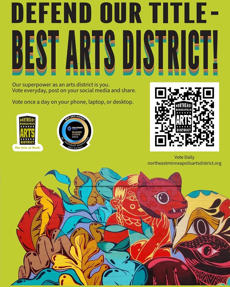 Vote now! Only a few days left to support the <a href="/NEArtsDistrict/">NEArtsDistrict</a> in the USA Today poll for Best Arts District. 

Let's help them defend their title as Best Art District! 

Vote here DAILY through June 12th:  10best.com/.../northeast-…