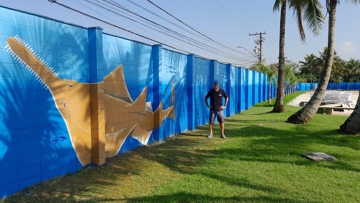 Happy #WorldOceansDay! This year's theme is putting the ocean first and @HuberArteMarinh has done just that by completing Brazil's largest marine life theme mural including this spectacular #sawfish! Thanks for sharing your #sawfishluv! #sawfishoutreach #sawfishconservation