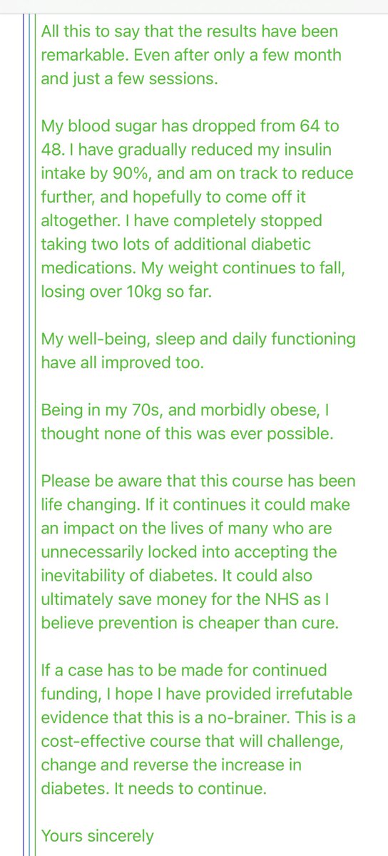 Shared with full permission. This T2 on insulin snuck into my group consultations (we said no one on insulin for the grps) &amp; boy am I glad he did. We had additional weekly touch points so we could safely de prescribe. Since this graph he has stopped all insulin (150u) 🎉