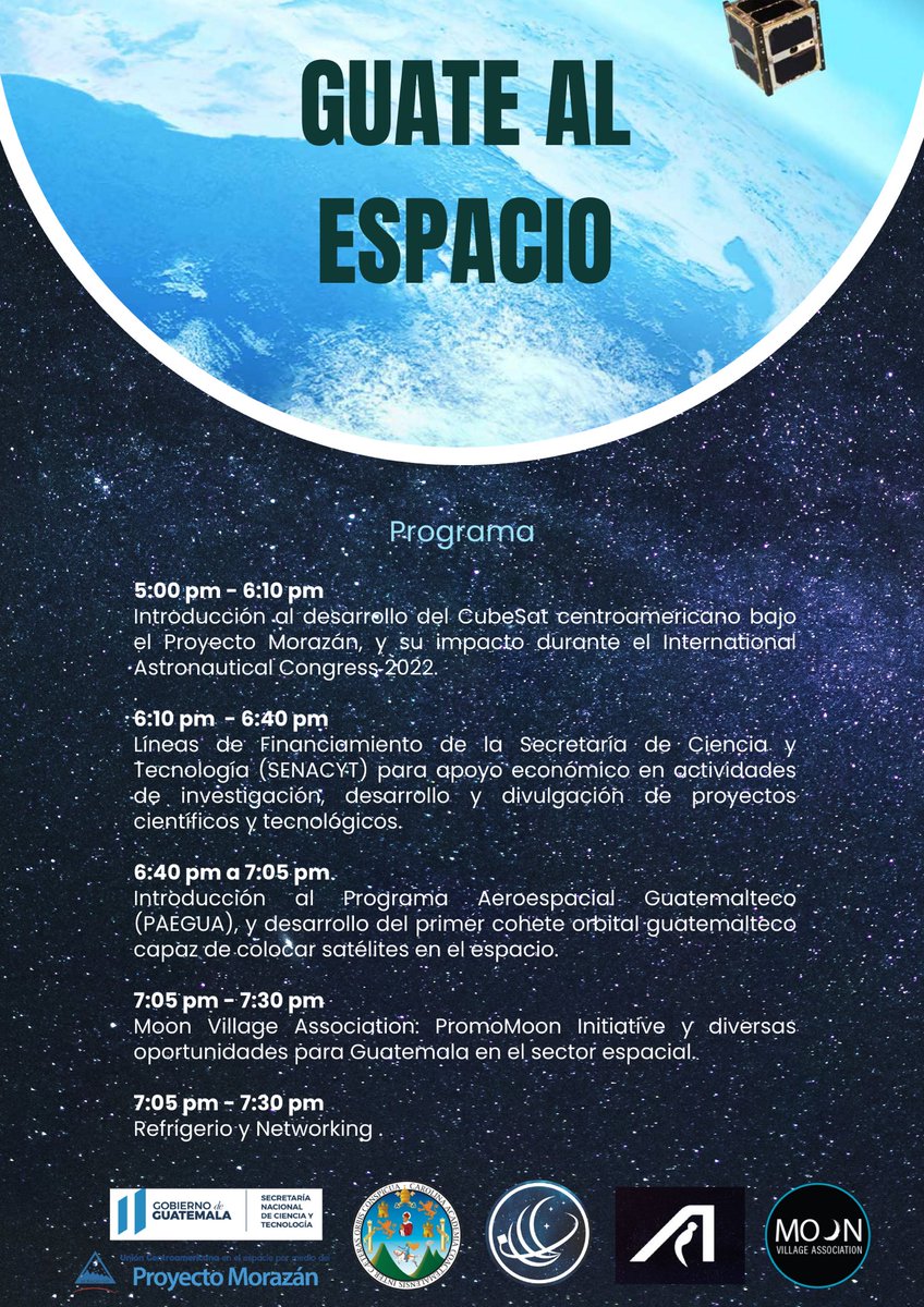 ¡Mañana! 🚨

Escucha las experiencias de guatemaltecos involucrados en el sector espacial y ser parte de nuevos proyectos

Además, tendremos a la venta donitas y stickers para recaudar fondos para Isa, quien fue seleccionada para el programa United Space School en Texas, USA 🚀