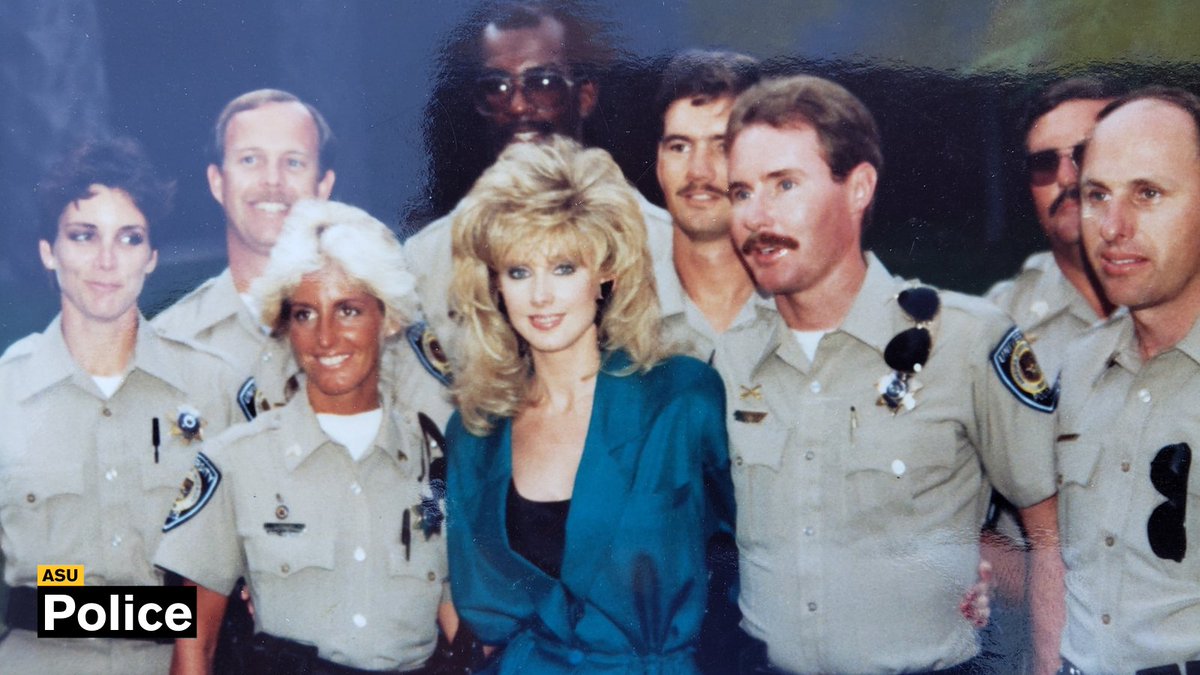 ASUPolice's tweet photo. For those still wondering, it was "Campus Man" that brought a piece of Hollywood to campus in 1987!

It wasn't all glitz and glamour though. #ASUPD provided security to the film set and stars.

#TBT #ReadyForOurCloseUP #ASUPolice 🔱🚔

(Photo provided by Chris Moore) https://t.co/jE2GAFyu6l