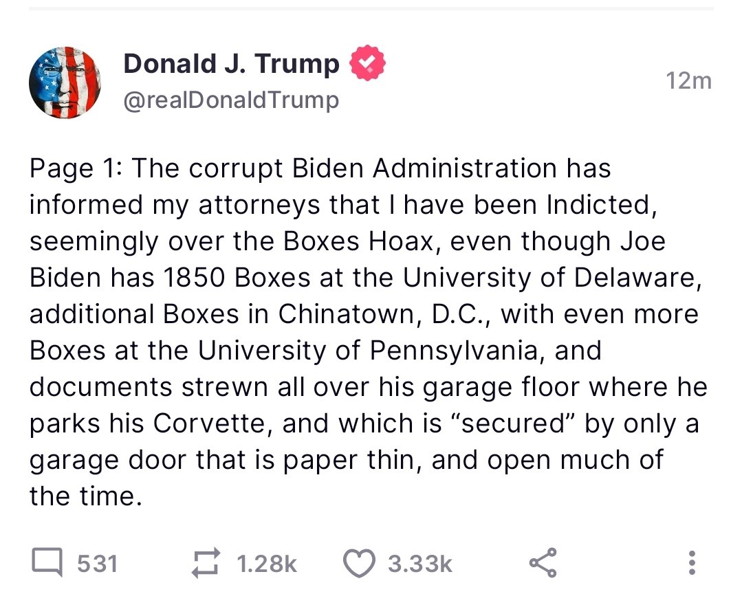 BREAKING! ...Benedict Donald just announced that he's been 'indicted' !!!

Word is that he is charged with 7 Counts, so far.

What is Your first reaction ???