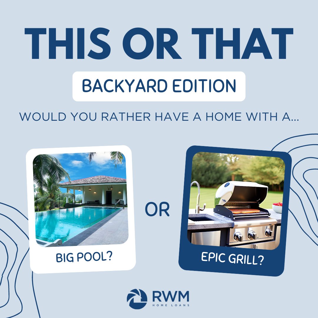 davidcloe's tweet photo. Backyard bliss: Grilling up sizzling delights amidst lush greenery or diving into refreshing aquatic delights? Two paths to paradise, but which would you choose?  #GrillAndChill #PoolsideParadise #BackyardBliss #ThisorThat #RWMHomeLoans https://t.co/FMCYPGxaIr