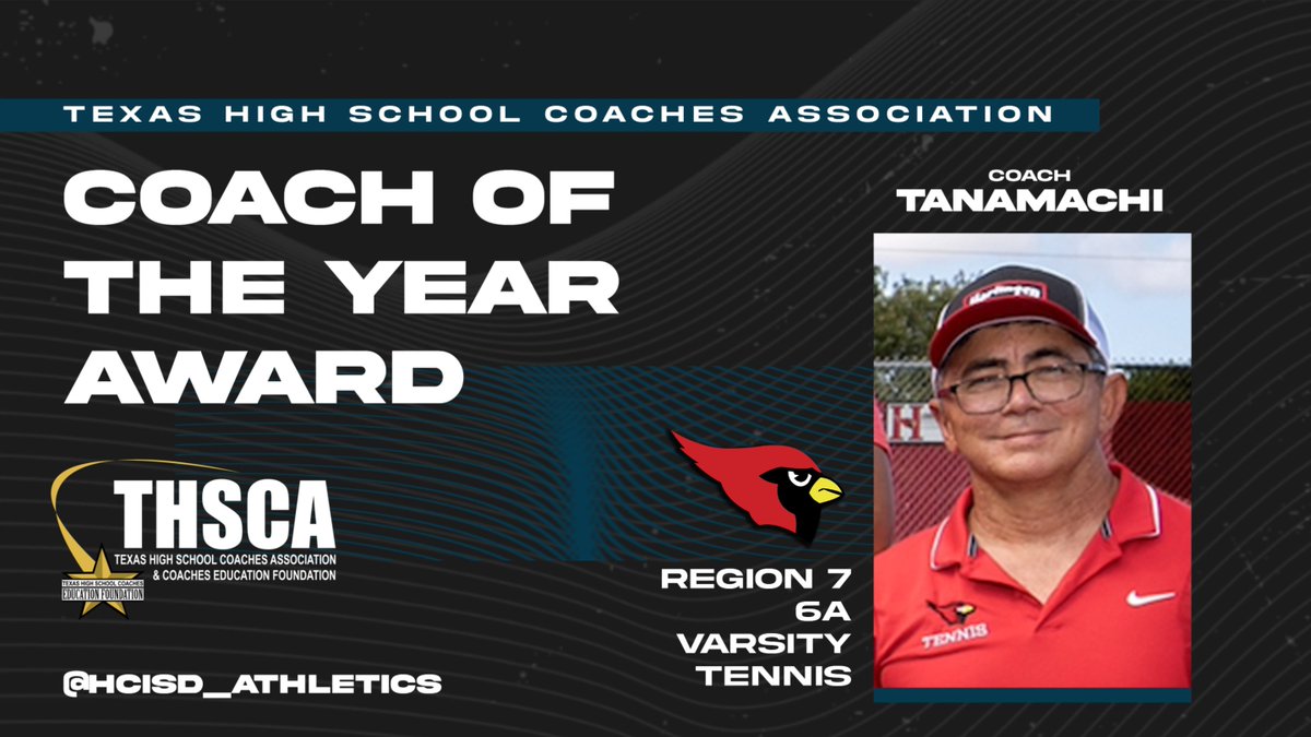 Congratulations to Harlingen High School's Tennis Coach J. Tanamachi for being selected as the THSCA's Region 7 6A Coach of the Year! Great job Coach, thank you for all that you do!