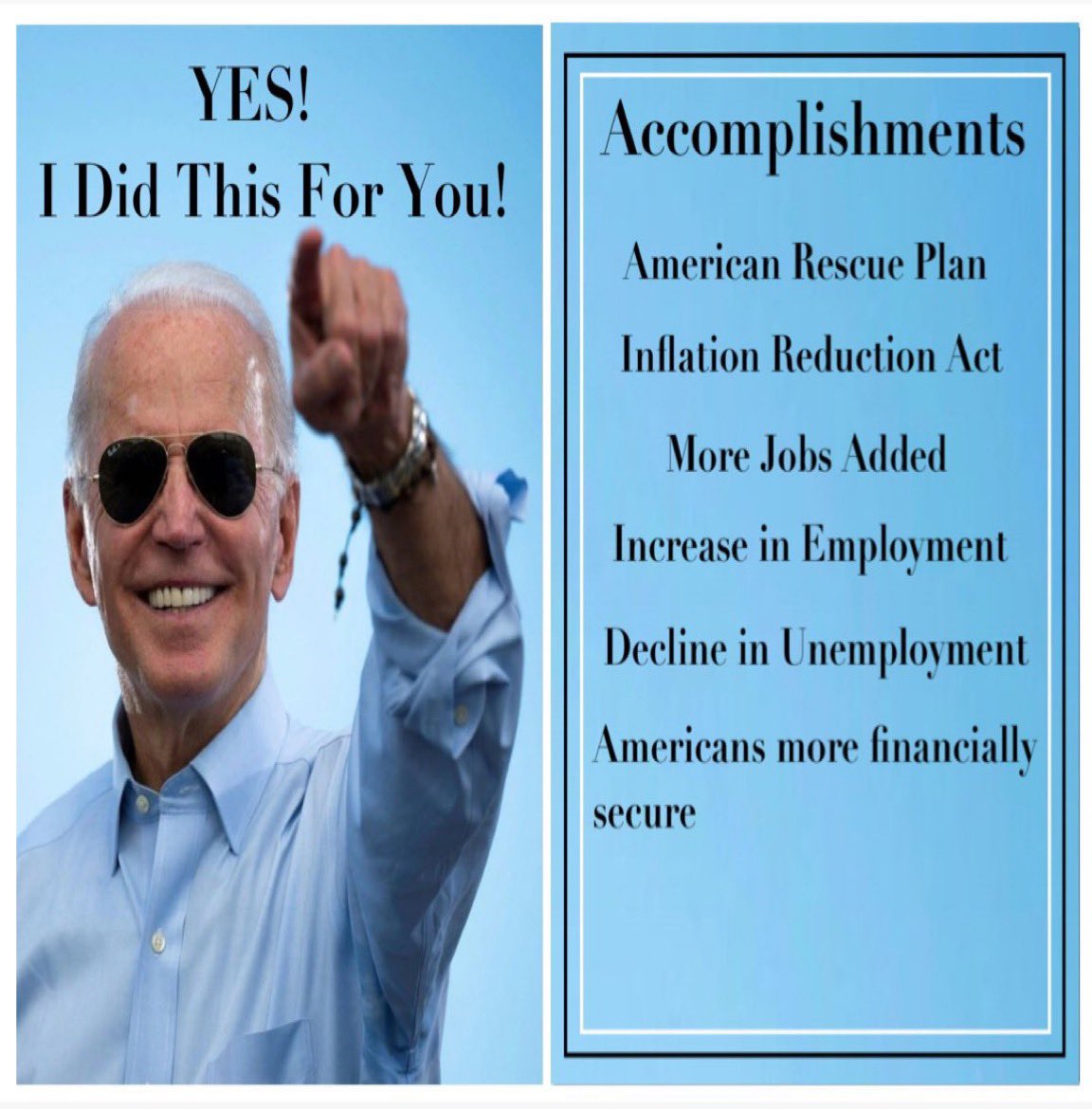 Biden wants all Americans to prosper, not just the wealthy.  He is building our economy from the bottom up and the middle out.  Republicans believe in trickle-down economic which have proven time and again to be a complete failure. 

#wtpBLUE
#wtpSts