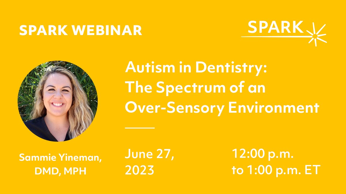 On June 27th, we will have Dr. Sammie Yineman — a smile-worthy dentist in Arizona — discussing 'Autism in Dentistry: The Spectrum of an Over-Sensory Environment'. 🦷When: Tues 6/27 - 12:00pm EST 🪥Zoom: bit.ly/3Nk5jJt 🪥FB: fb.me/e/2FFpAPB5T 🦷✨ See ya there!