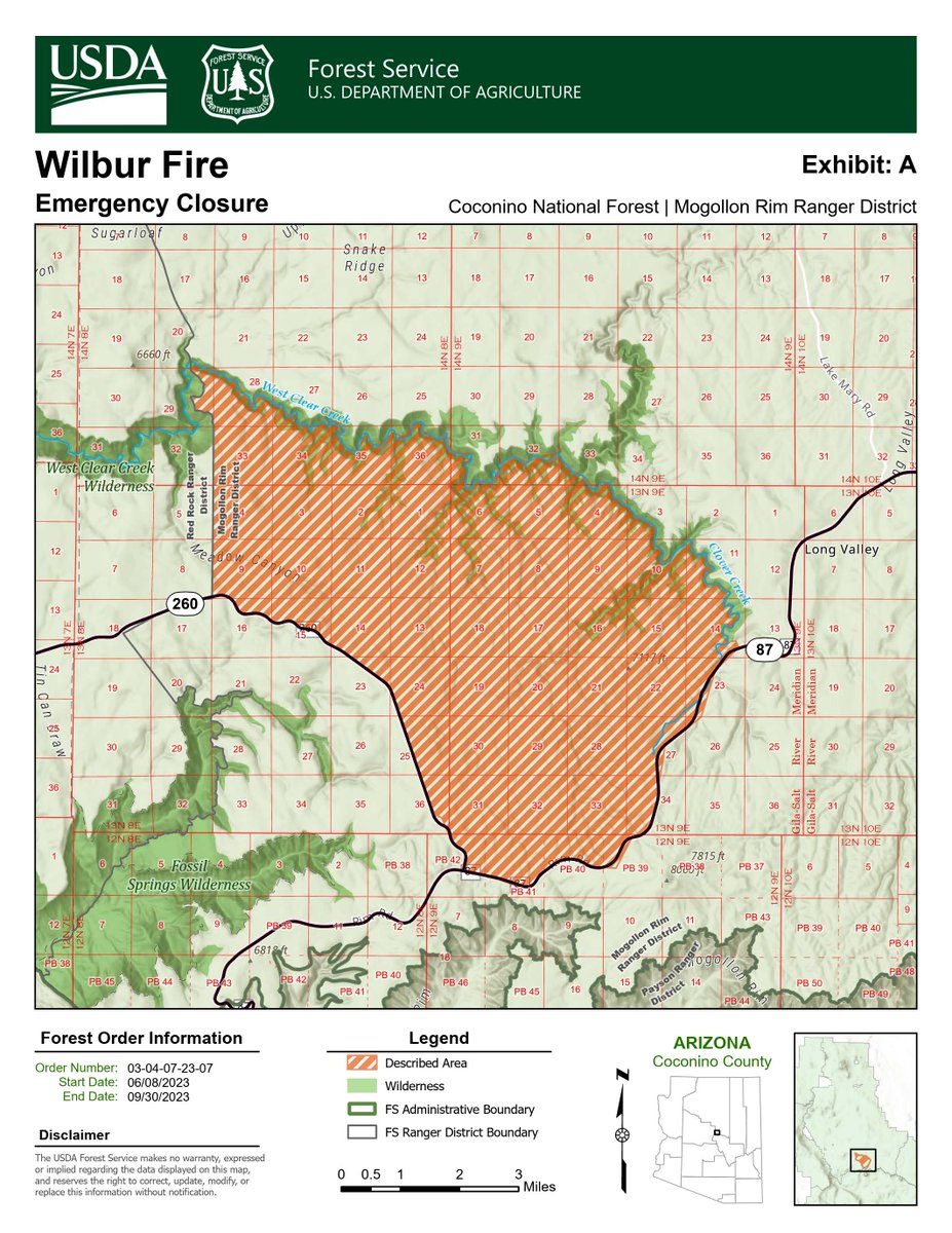 CoconinoNF's tweet image. A #ClosureOrder is now in effect for the #WilburFire on the Mogollon Rim Ranger District.

See incident here: inciweb.wildfire.gov/incident-infor…

See the map here: fs.usda.gov/Internet/FSE_D…