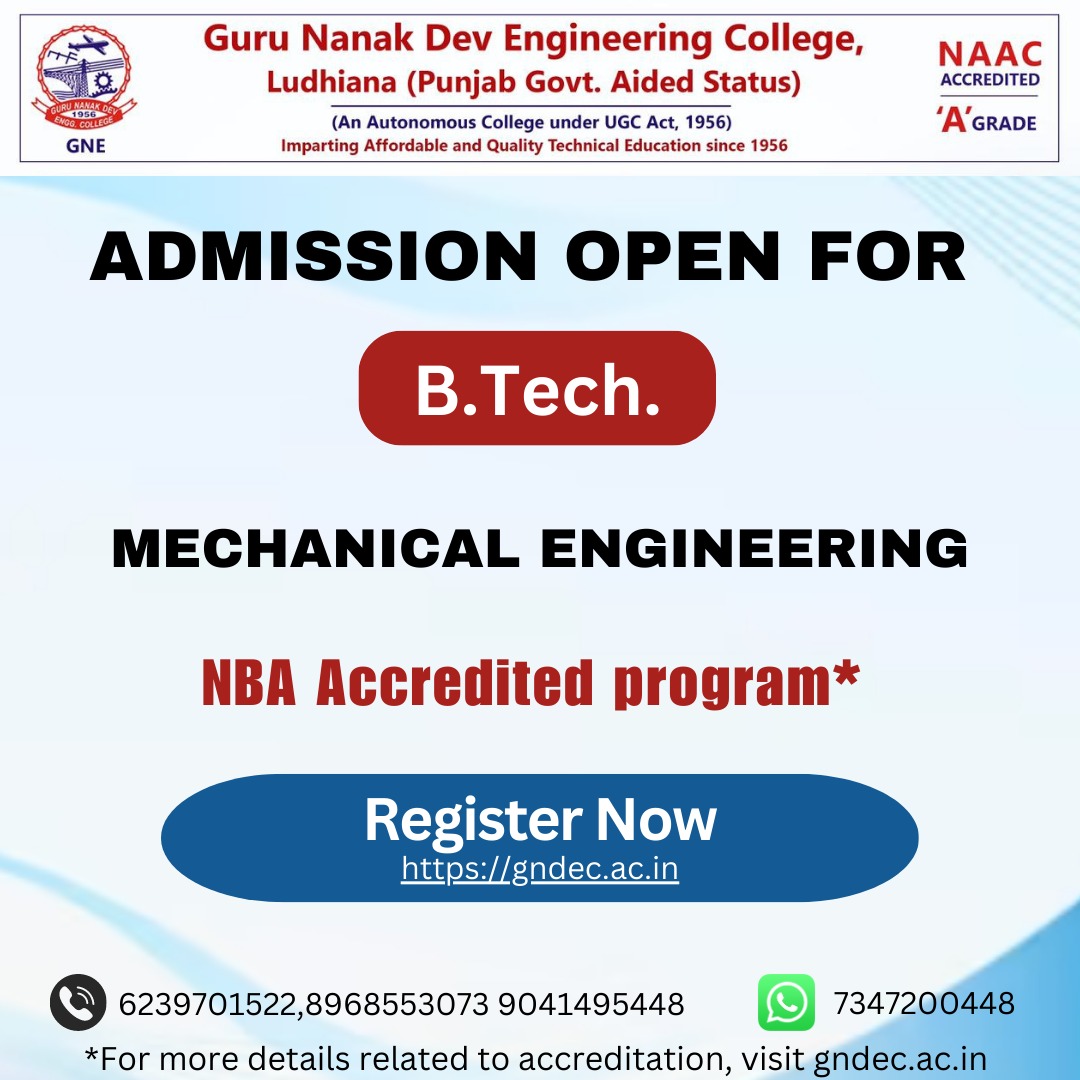 OfficialGNDEC's tweet photo. #admissions2023 #btech #mechanical #engineering #nba #accreditation https://t.co/maSPYlorIx