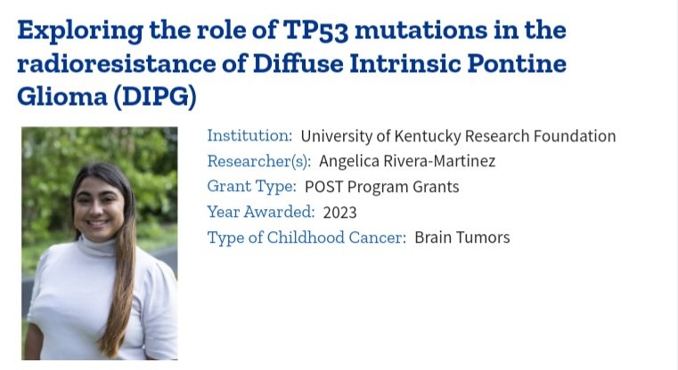 🥳 Exciting news! My amazing undergrad Angelica Rivera-Martinez was awarded a Pediatric Oncology Training Program grant! Huge thanks to <a href="/AlexsLemonade/">Alex's Lemonade Stand Foundation</a> for their generous support of both her and her research in our lab! <a href="/ResearchKY/">UK Research</a> <a href="/MCCTrainees/">Markey Cancer Center Trainees</a>