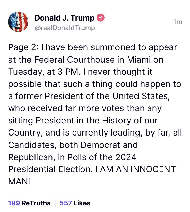 MichaelSteele's tweet image. Donald Trump indicted on 7 counts.
Remember: he is in this position because of his own actions; there was no “witch-hunt”; a federal judge ruled there was probable cause Trump committed a crime. HE owns this.