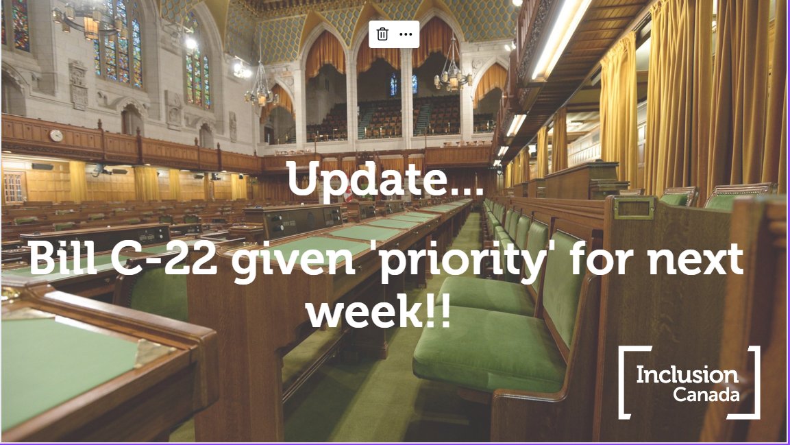 InclusionCA's tweet image. 📢BREAKING... C-22 has just been given 'priority' in @HoCChamber for next week. No date but we will take this as positive. 

We still do not know what is taking so long. It can be done today. 

Contact your MP -&amp;gt; ourcommons.ca/members/en/sea…