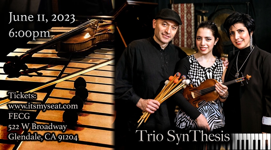 IMSEvents's tweet photo. Trio SynThesis are performing an exclusive show at FECG in Glendale, CA on June 11th. You won't want to miss this stellar performance by the enigmatic, highly talented trio. Buy your tickets now! https://t.co/dX1w2kPFzc https://t.co/Nb3DMnfCwR