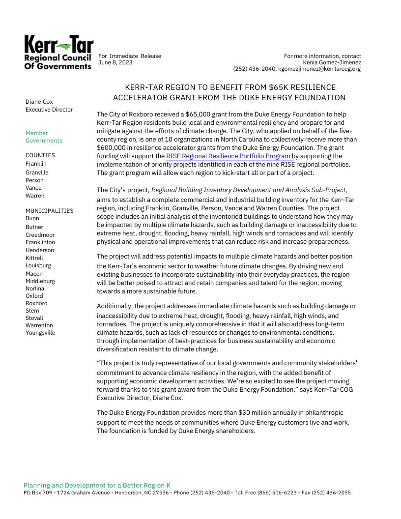 City of Roxboro on Twitter "The City of Roxboro receives 65,000