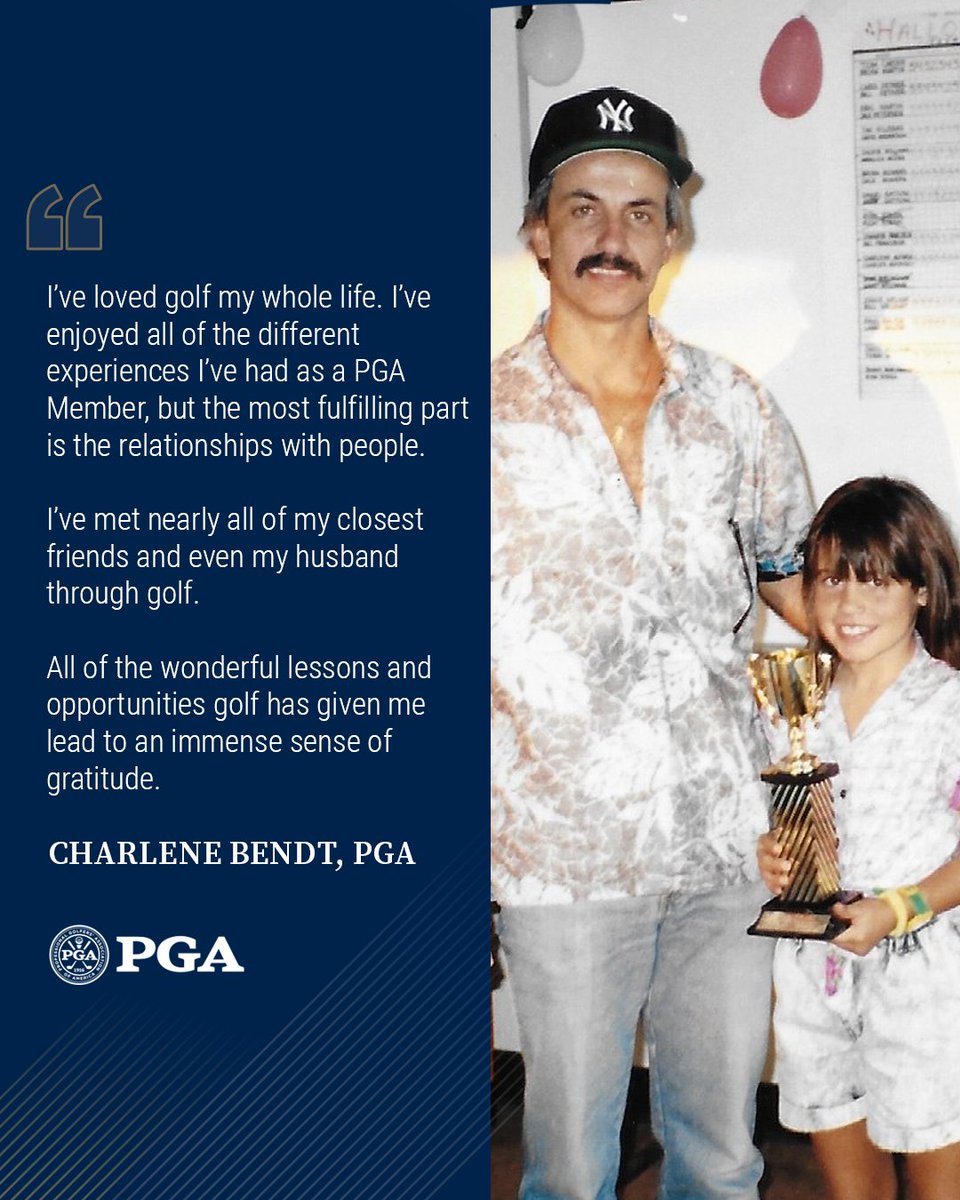 PGA's tweet photo. Grateful for the game that has changed everything. 

For Charlene Bendt, PGA, golf has led to countless opportunities, created priceless memories and ultimately shaped the course of her life. https://t.co/kuyiNwWtyG