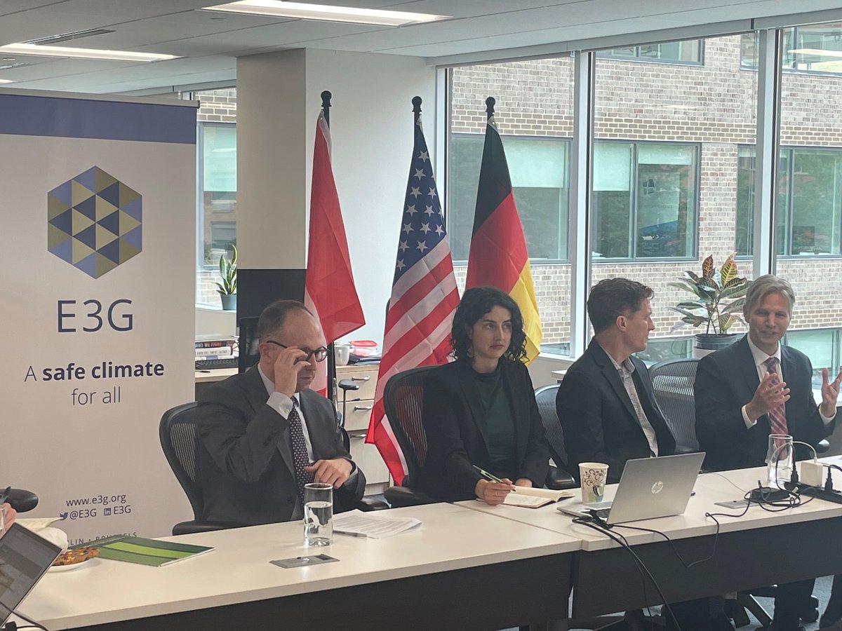 DEinDC's tweet photo. Good discussion today at @e3g with @ClimateAdvisers and @adelphi_berlin on state level opportunities emanating from the #InflationReductionAct. #TCBC23 https://t.co/AHdsqgZSVl