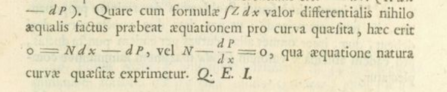 Bellmanequation's tweet photo. The original Euler equation from Euler (1744): 
N - dP/dx  =0
Translating his notation, for a flow cost function F(t,x,ẋ) this is:
∂F/∂x - d/dt (∂F/∂ẋ) = 0.
Same book has first use of (Lagrange) multipliers https://t.co/Wpd1nutPf0