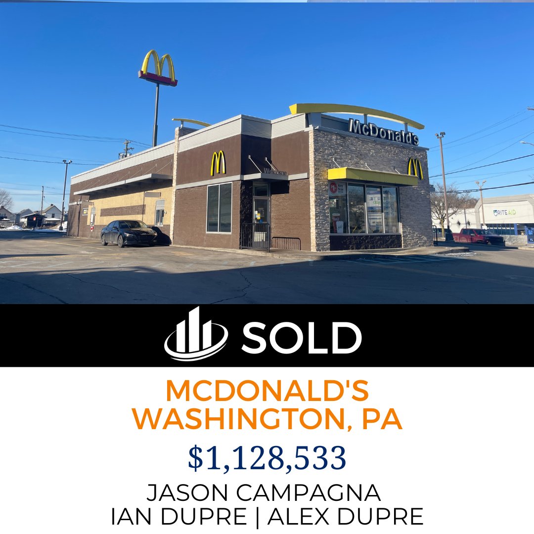 #SOLD! #McDonalds located at 999 Jefferson Ave., in #WashingtonPA

Congratulations to the buyer & seller!