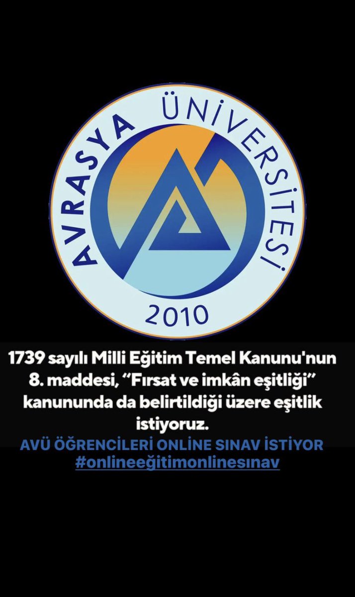 #avrasyaüniversitesi #onlineegitimeonlinesınav Online sınav istiyoruz!!!