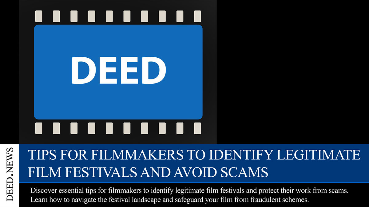 DEED.NEWS TIPS FOR FILMMAKERS TO IDENTIFY LEGITIMATE FILM FESTIVALS AND AVOID SCAMS 

By Navid Nikkhah Azad for DEED  

Full article: 
deed.news/2023/06/07/edi…

#DeedNews #NavidNikkhahAzad #Films #Filmmakers #FilmFestivals #LegitimateFilmFestivals #FakeFilmFestivals