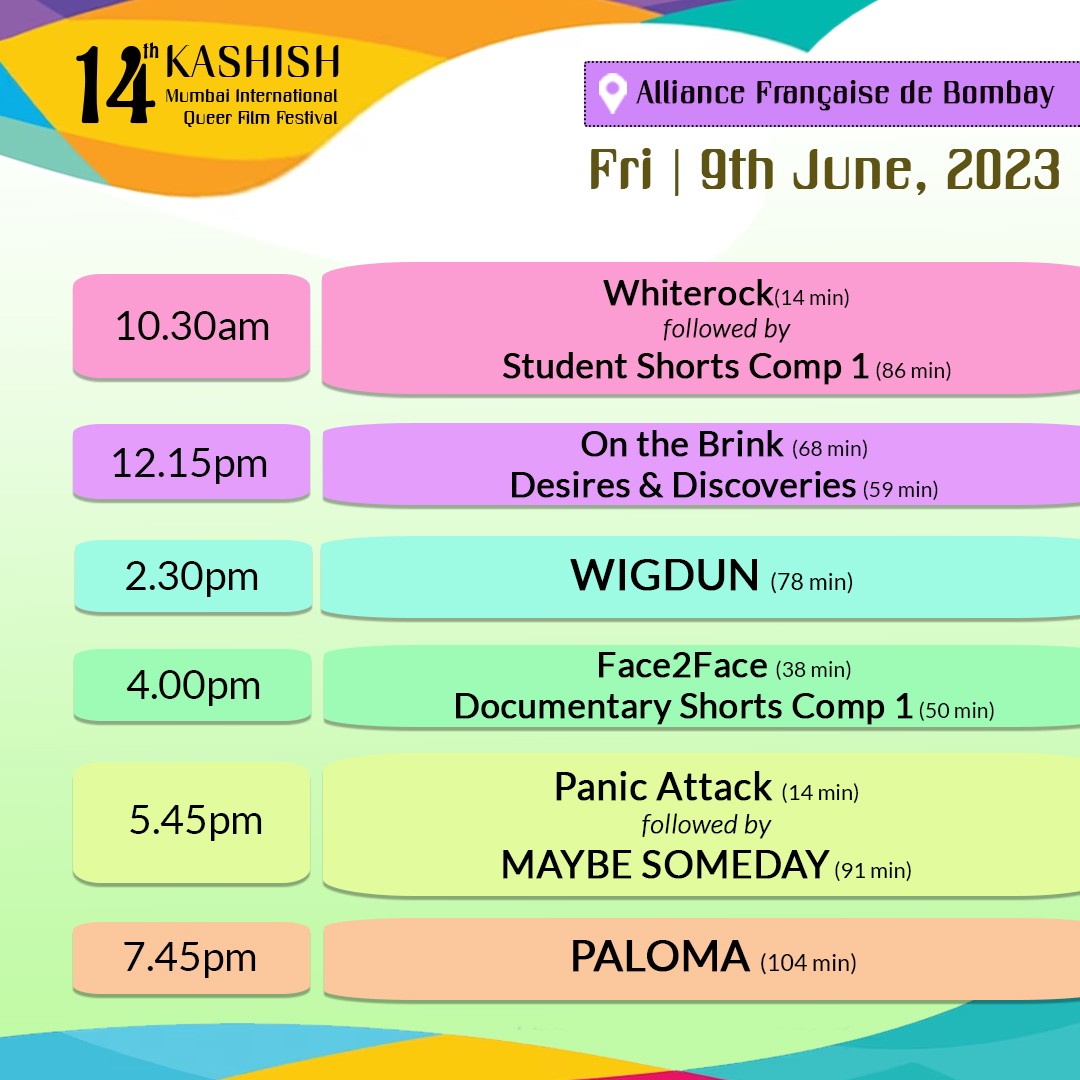 KashishFilmFest's tweet photo. #KASHISH2023 - Screening Schedule
Check out the so many amazing films screening today Friday, June 9, 2023!
Check out the Full Festival schedule on our website: https://t.co/iwW66L9n3K
#BeFluidBeYou #lgbtqfilmfestival #screeningschedule #LibertyCinema #alliancefrancaisedebombay https://t.co/KU8hpteY0v