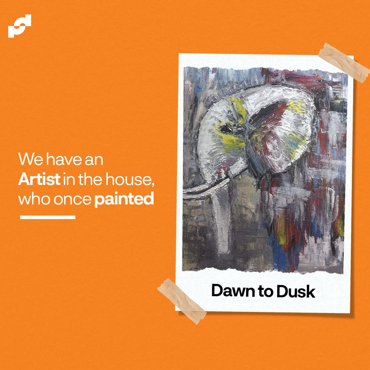 proceedglobal's tweet image. One of Our Creative &amp;amp; Strategy Managers takes a break, her gaze wanders to the blank canvas and is inspired by a small elephant figurine which then turns into a big idea.

The result? &quot;Dawn to Dusk&quot;

#DawnToDusk #ArtistInTheHouse #ProceedGlobal