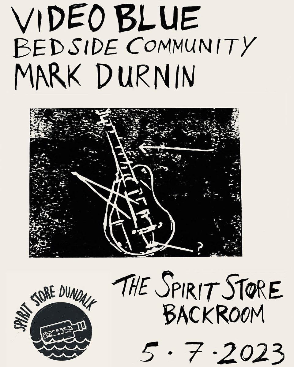 SpiritStore's tweet photo. Wed 5th July
@videobluemusic w/Special Guests @MarkDurnin & @BsideCommunity Backroom@Spiritstore 8pm
⚫️⚪️A summer night in @SpiritStore
Back in the hometown with ‘The Pull’ LP.
(Vinyl on the night available locally via @classifiedrecords ) ⛴️
#dundalk #videoblue #spiritstore https://t.co/bSUzN7XNjo